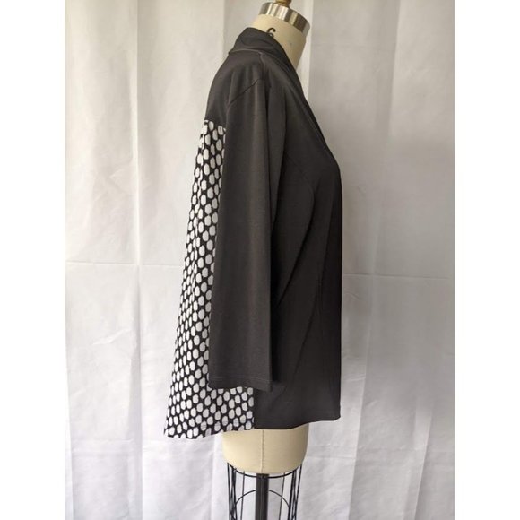 Women's Easywear By Chico's Open Front Cardigan Size 0 Black White Dots Jacket - Picture 4 of 6